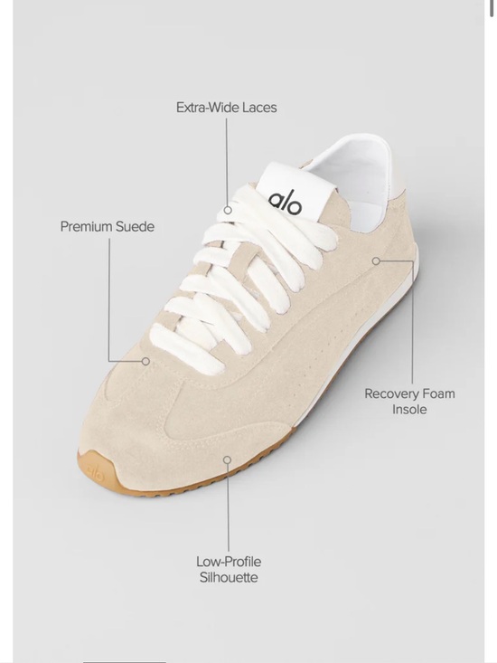 ALO Yoga Shoes - ALO Yoga Women's Suede Low-Profile Sneaker in Beige and White